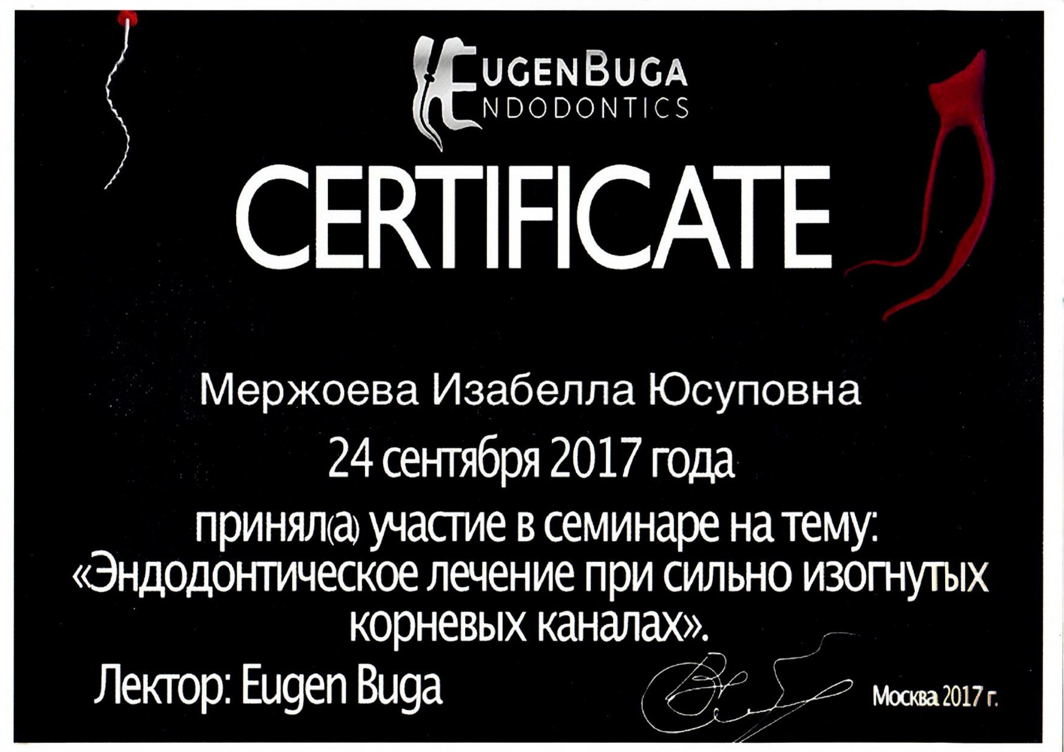 Сертификат врача Мержоева Изабелла Юсуповна №3
